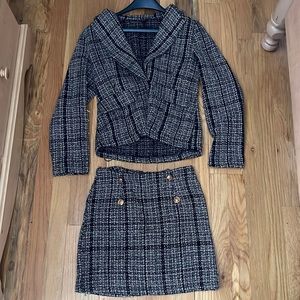 Tweed Button up Jacket and Skirt Set